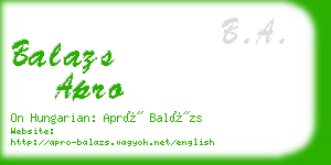 balazs apro business card